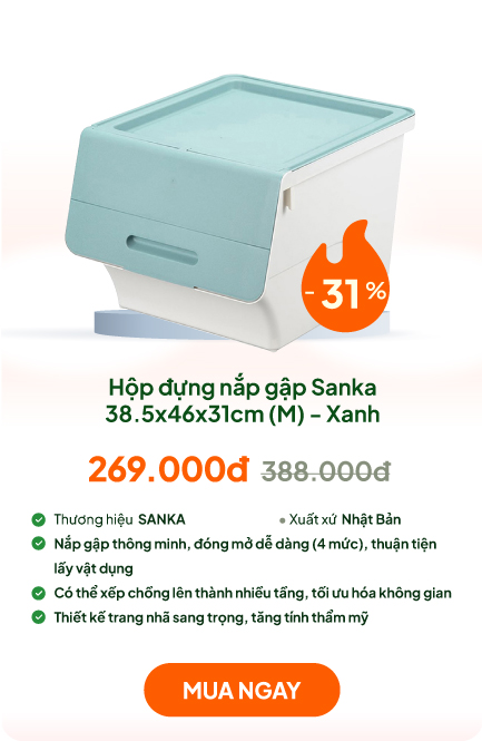 Hộp đựng nắp gập Sanka 38.5x46x31cm (M) - Xanh